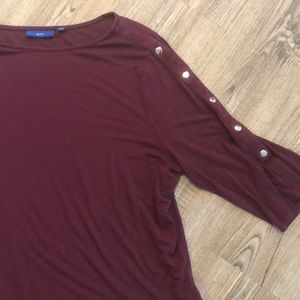 Apt 9 Maroon Top with Sleeve Accents - Size XXL